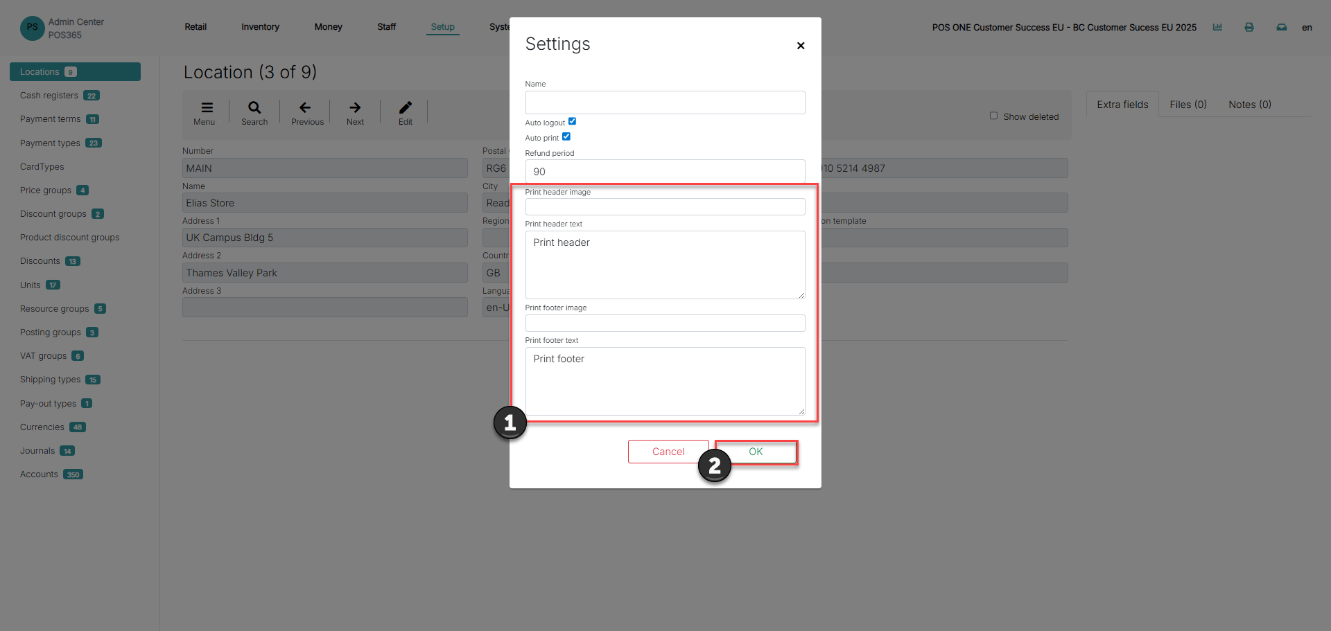 Receipt layout – POSONE365