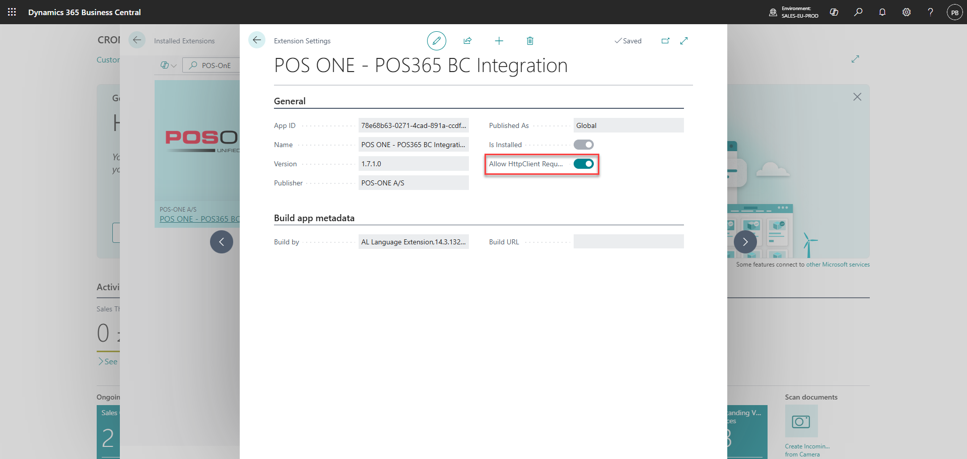Download Business Central extension & set up integration – POSONE365