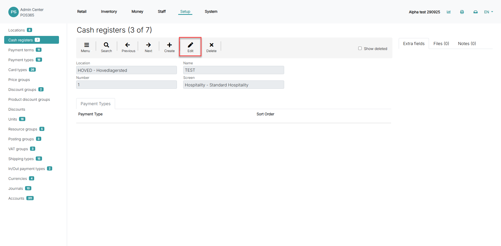 Set up a new cash register – POSONE365